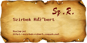Szirbek Róbert névjegykártya